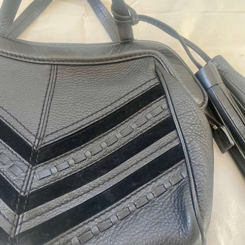 Isabella Fiore Black Leather Purse with Tassel Detail – 13x8.5” - Picture 6 of 9